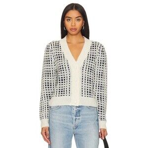 Nation LTD Sz Medium Inez Femme Alpaca Wool Cardigan Prep School Blue White